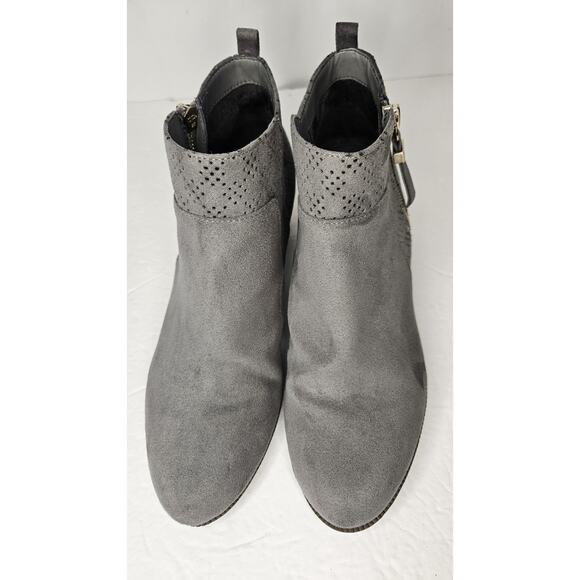 DR. SCHOLL'S Women's Dark Shadow Grey Brianna Perforated Block-Heel Booties SZ 8 - Picture 5 of 10